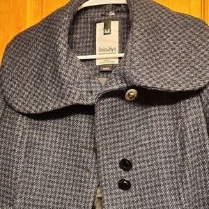 Soia & Kyo Women's Blue Houndstooth Pea Coat